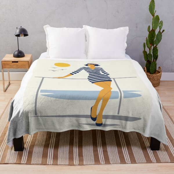 Item preview, Minimalist Nautical Woman Art, Coastal Stripes Illustration designed and sold by Studio pod Burom.