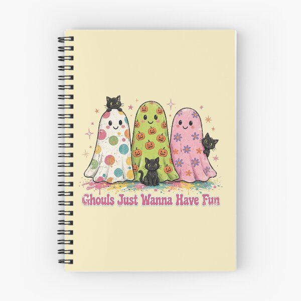 Item preview, Ghouls Just Wanna Have Fun Retro Groovy Ghosts & Black Cats Cute Pastel Halloween designed and sold by Yellowriversss.