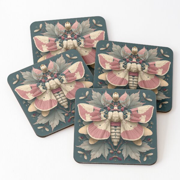 Item preview, Rosy Maple Moth Botanical Illustration designed and sold by Hoity-Toity.