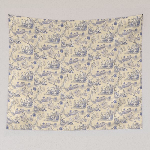 Item preview, Modern Motherhood Toile de Jouy in Periwinkle and Cream designed and sold by The Flying Bunny Studio.