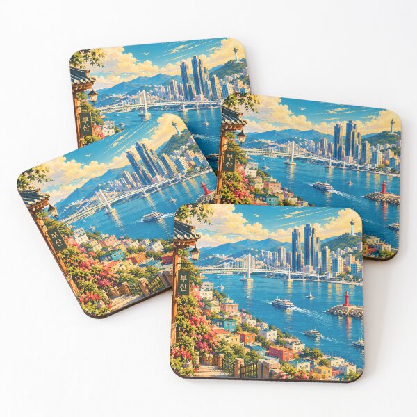 Item preview, Vintage Busan South Korea Travel City Wall Art designed and sold by TAOptimus .