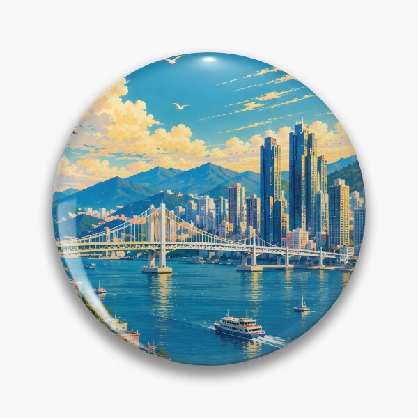 Item preview, Vintage Busan South Korea Travel City Wall Art designed and sold by TAOptimus .