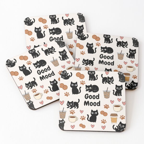 Item preview,  "Good Mood" Black Cat & Coffee designed and sold by Flare-shiningray.