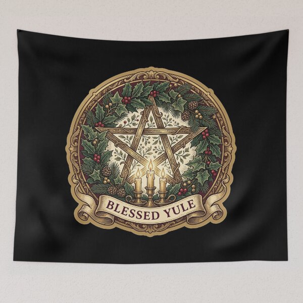 Item preview, Blessed Yule Wreath — Pentacle Pagan Christmas designed and sold by TheCalmEdit.