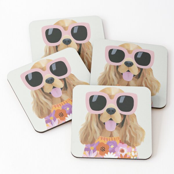 Item preview, Cocker Spaniel with Pink Glasses and Flowers designed and sold by NF Designs Studio DTF.