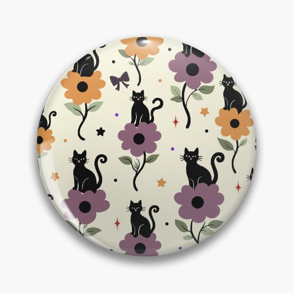 Item preview, Black Cat Floral Halloween Seamless Pattern with Bows. designed and sold by i-have-idea.