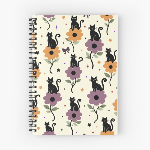 Item preview, Black Cat Floral Halloween Seamless Pattern with Bows. designed and sold by i-have-idea.