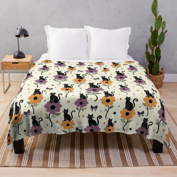 Item preview, Black Cat Floral Halloween Seamless Pattern with Bows. designed and sold by i-have-idea.