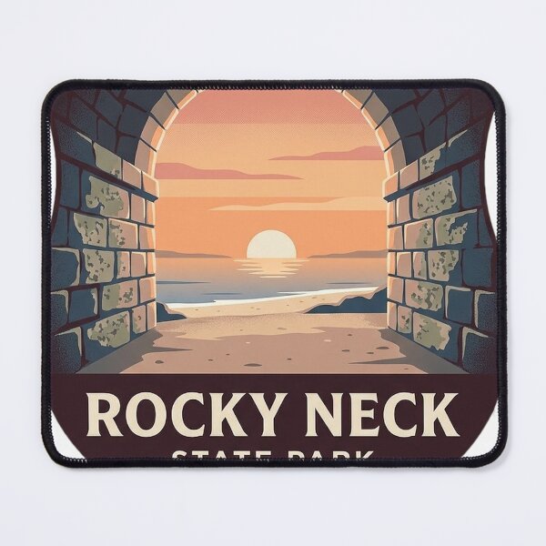 Item preview, Rocky Neck State Park Sunset Tunnel Heraldic Shield Sticker designed and sold by DetourDgn.