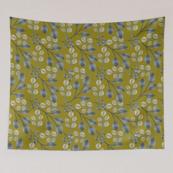 Item preview, Botanical Foliage Dark Mustard Seamless Pattern Art designed and sold by ​Jyoti Digital Artist.