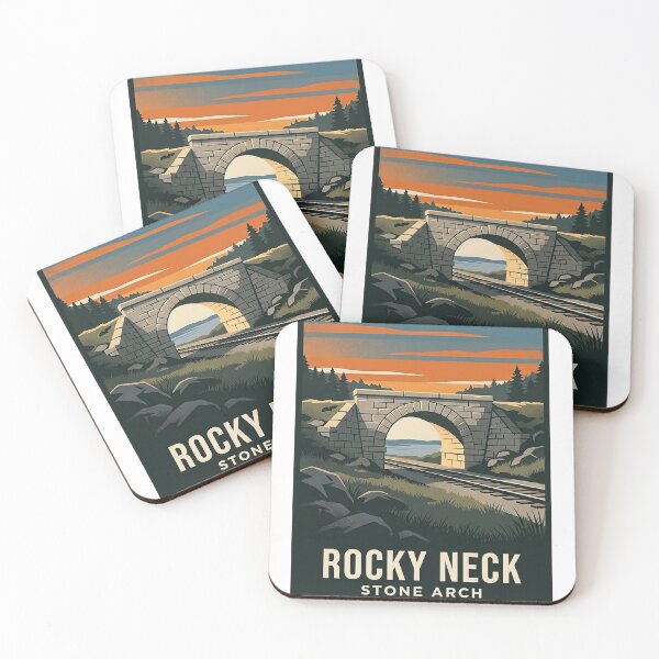 Item preview, Rocky Neck State Park Stone Arch Railroad Vintage Poster Sticker designed and sold by DetourDgn.