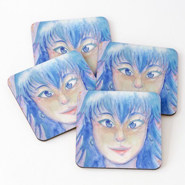 Item preview, Water Goddess - Blue Haired Watercolor Portrait designed and sold by Junpeiberry.