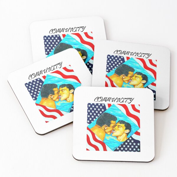 Item preview, Romantic artistic painting with American flag and gay pride theme designed and sold by StarlordArt22.
