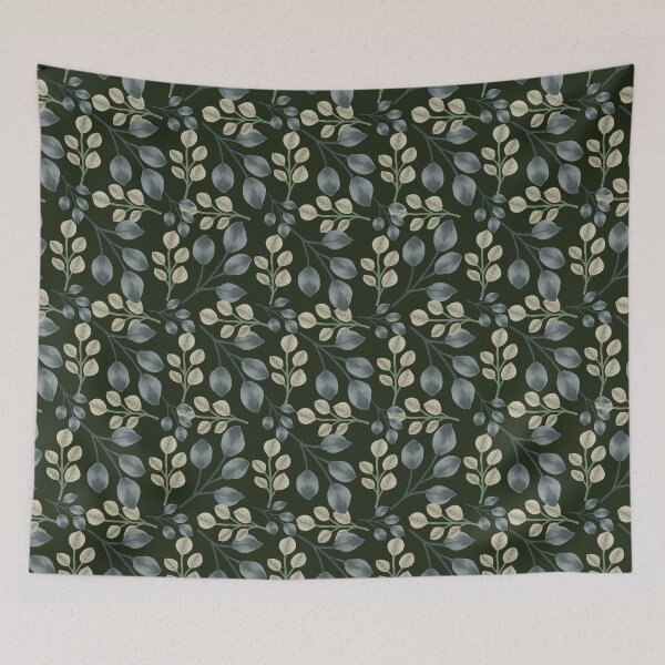 Item preview, Botanical Foliage Dark Olive Green Seamless Pattern Art designed and sold by ​Jyoti Digital Artist.