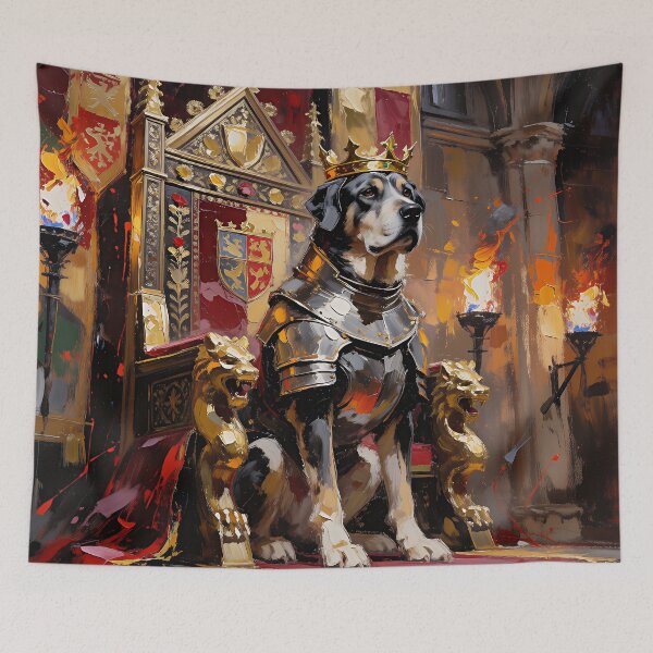 Item preview, Royal Medieval Dog Knight King on Throne designed and sold by cr6zym1nd.