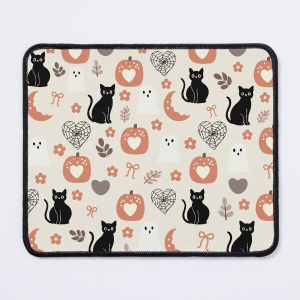 Item preview, Black Cat Pumpkin and Heart Halloween Seamless Pattern. designed and sold by i-have-idea.