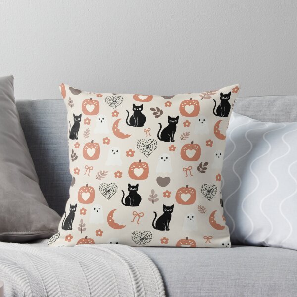 Item preview, Black Cat Pumpkin and Heart Halloween Seamless Pattern. designed and sold by i-have-idea.