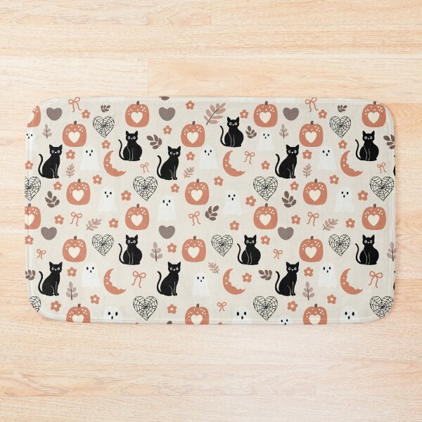 Item preview, Black Cat Pumpkin and Heart Halloween Seamless Pattern. designed and sold by i-have-idea.