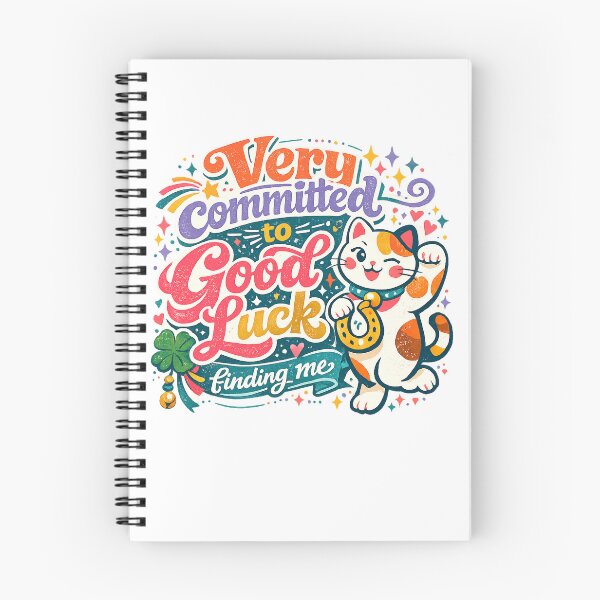 Item preview, Very Committed to Good Luck Finding Me Lucky Cat Funny Quote Art designed and sold by inkoutninja.
