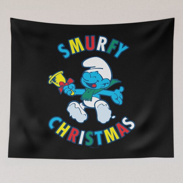 Item preview, The Smurfs Smurfy Christmas Joyful Smurf Colorful Chest Logo Essential  designed and sold by circliqueart.