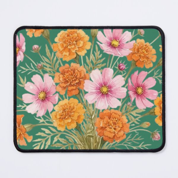 Item preview, Vintage Botanical Cosmos and Marigold Floral Bouquet designed and sold by bvdesignart.