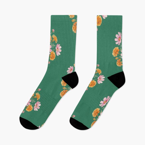 Item preview, Vintage Botanical Cosmos and Marigold Floral Bouquet designed and sold by bvdesignart.