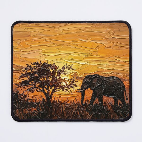 Item preview, Elephant at Sunset – Expressive Impasto Wildlife Painting designed and sold by The Digital Compass.
