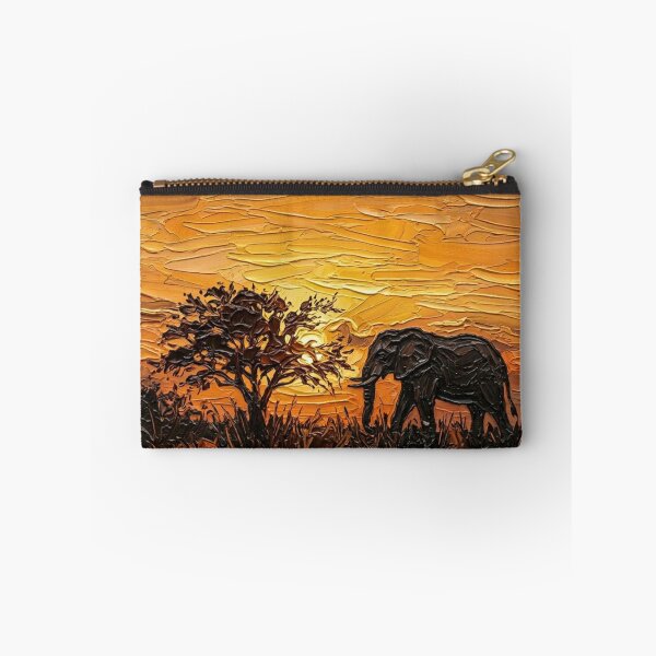 Item preview, Elephant at Sunset – Expressive Impasto Wildlife Painting designed and sold by The Digital Compass.