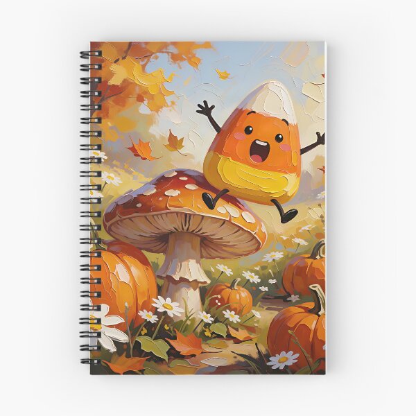 Item preview, Cute Kawaii Candy Corn Jumping on a Mushroom – Autumn Fall Fantasy designed and sold by cr6zym1nd.