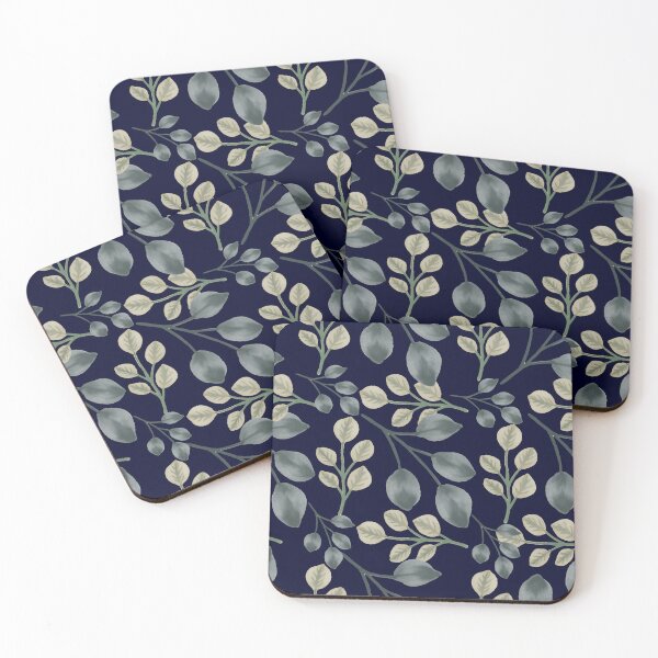 Item preview, Botanical Foliage Midnight Navy Blue Seamless Pattern Art designed and sold by ​Jyoti Digital Artist.