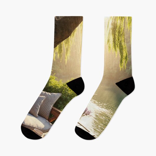 Item preview, Golden Hour by the Lake -Tranquil Mountain Getaway designed and sold by nhk999.