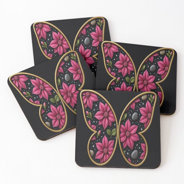Item preview, Celestial Pink Floral Butterfly - Dark Botanical Night Garden Pattern designed and sold by Breezes-of-Ida.