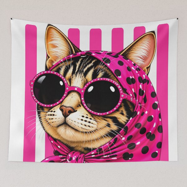 Item preview, Tabby Cat with Pink Polka Dot Scarf designed and sold by NF Designs Studio DTF.