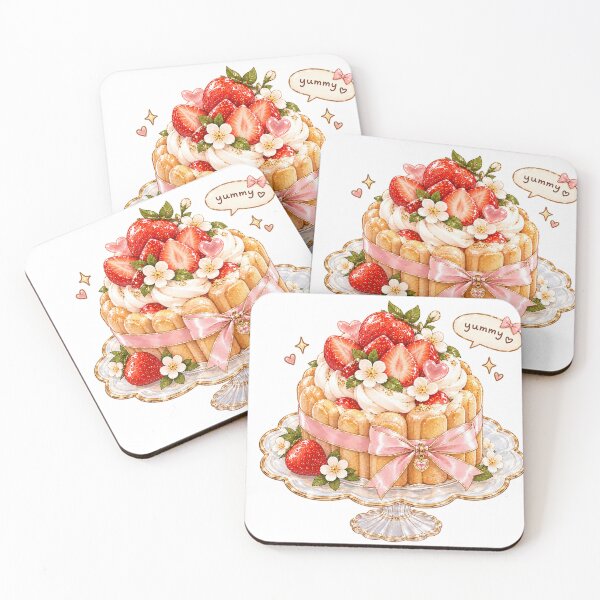 Item preview, Strawberry Charlotte Cake Yummy Sticker designed and sold by Kiralemon.