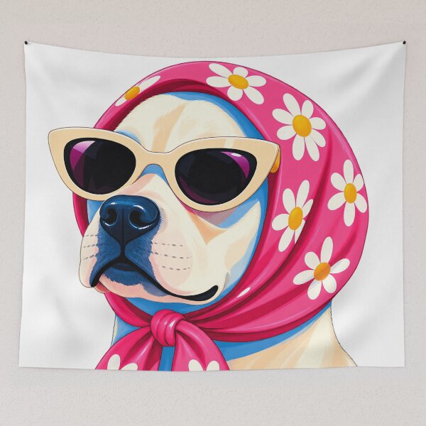 Item preview, Labrador with Pink Daisy Scarf designed and sold by NF Designs Studio DTF.