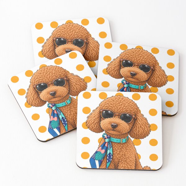 Item preview, Red Poodle with Glasses and Blue Scarf designed and sold by NF Designs Studio DTF.
