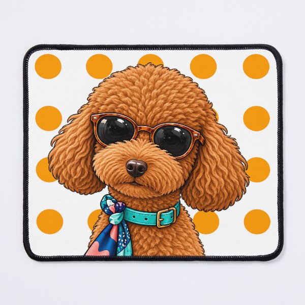 Item preview, Red Poodle with Glasses and Blue Scarf designed and sold by NF Designs Studio DTF.