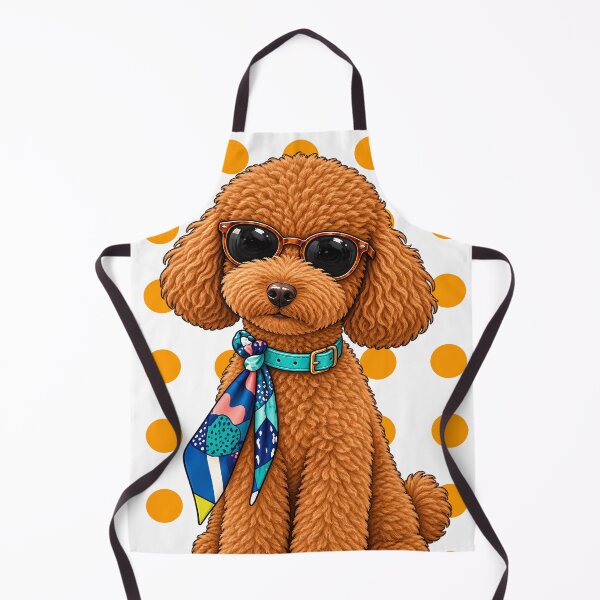 Item preview, Red Poodle with Glasses and Blue Scarf designed and sold by NF Designs Studio DTF.