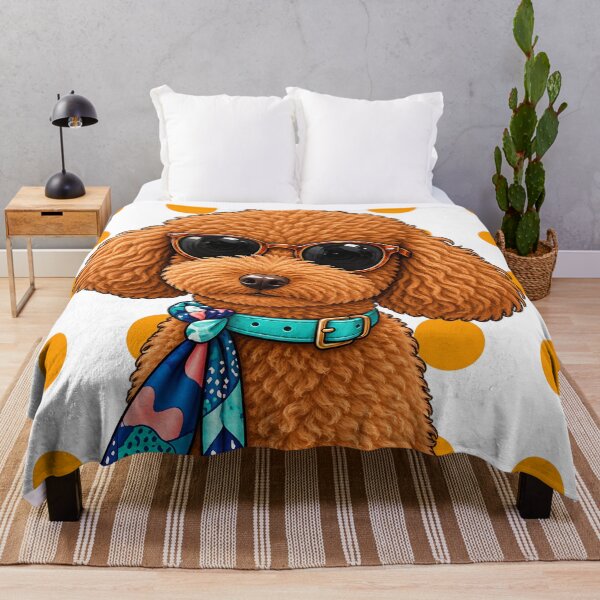 Item preview, Red Poodle with Glasses and Blue Scarf designed and sold by NF Designs Studio DTF.
