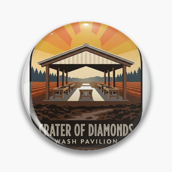 Item preview, Crater of Diamonds Wash Pavilion Sticker - Arkansas State Park Art Deco Emblem designed and sold by DetourDgn.