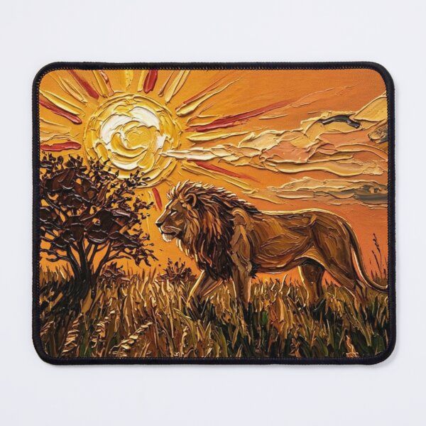 Item preview, Lion in Radiant Sun – Expressive Impasto Wildlife Painting designed and sold by The Digital Compass.