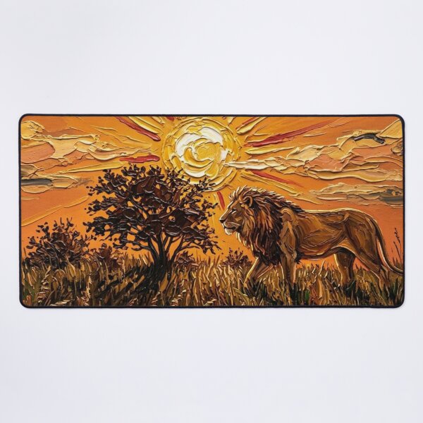 Item preview, Lion in Radiant Sun – Expressive Impasto Wildlife Painting designed and sold by The Digital Compass.