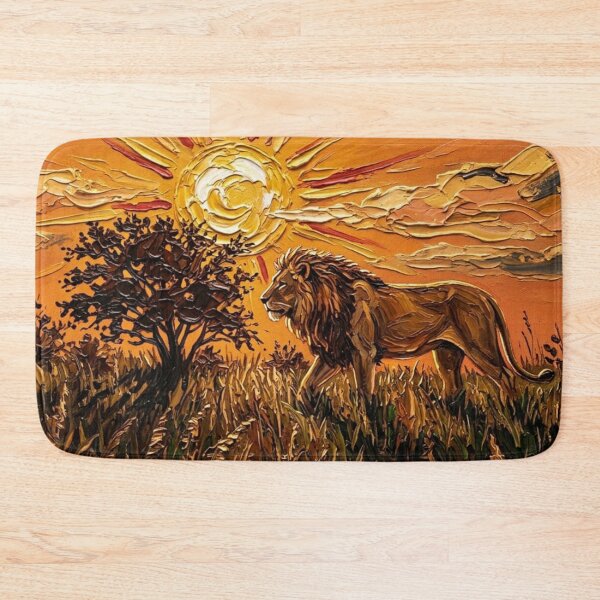 Item preview, Lion in Radiant Sun – Expressive Impasto Wildlife Painting designed and sold by The Digital Compass.
