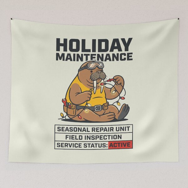 Item preview, Holiday Maintenance Walrus Electrician Holiday Lights Graphic designed and sold by SplashTastic.
