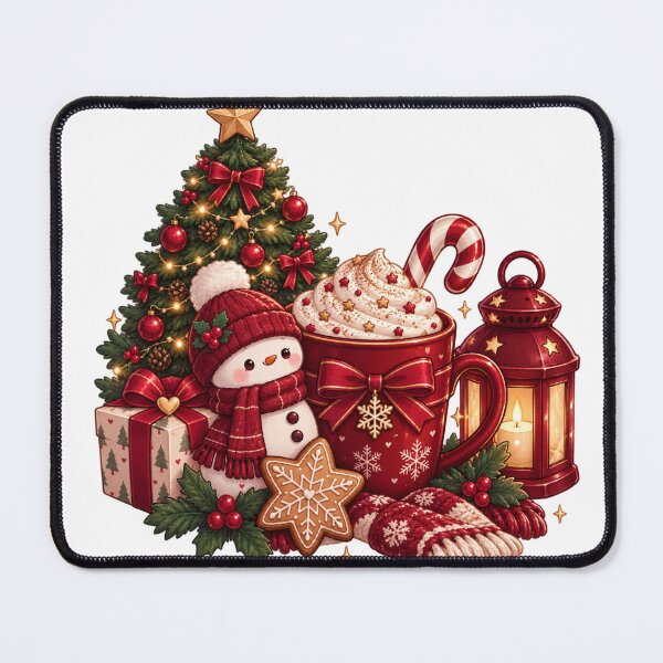 Item preview, Cozy Christmas Wonderland – Cute Snowman, Hot Cocoa & Christmas Tree designed and sold by Kiralemon.