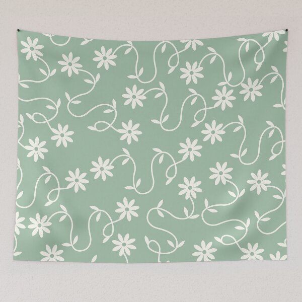 Item preview, Green White Botanical Leaf Seamless Pattern designed and sold by Sania Wazir Studio.