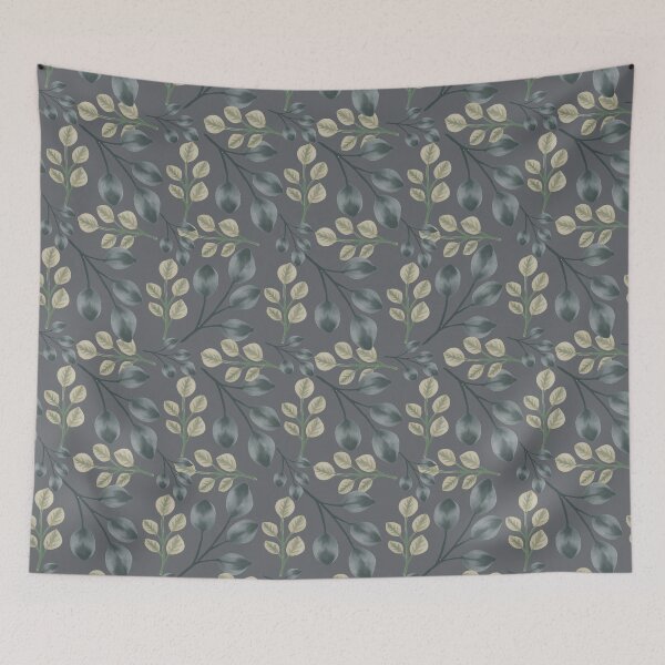Item preview, Botanical Foliage Slate Gray Seamless Pattern Art designed and sold by ​Jyoti Digital Artist.