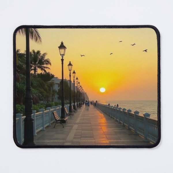 Item preview, Golden Sunset Ocean Promenade Boardwalk Scenic View designed and sold by Palette & Hue.