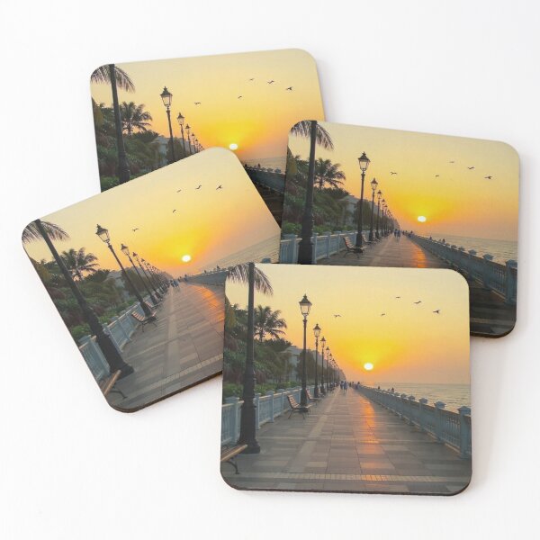 Item preview, Golden Sunset Ocean Promenade Boardwalk Scenic View designed and sold by Palette & Hue.