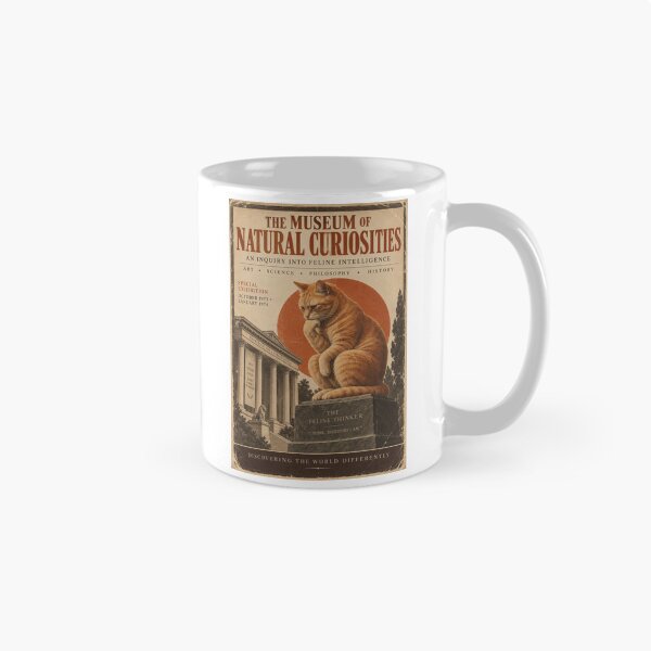 Item preview, The Feline Thinker Vintage Museum Poster | Orange Cat Philosopher Art Print | 1970s Retro Educational Illustration designed and sold by UrbanStatic.